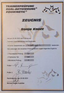 Zeugnis zertifizierte Geitner Trainerin Sonja Knott